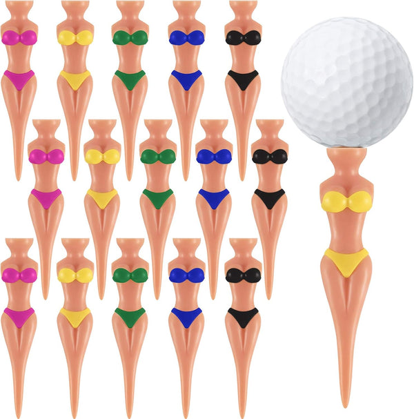 Skylety 15 Pieces Funny Golf Tees for Lady - 76 mm/3 Inch Plastic Pin Up Golf Tees for Women Golf Training Accessories