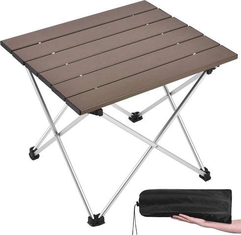 Grope Portable Camping Table with Aluminum Table Top, Folding Beach Table Easy