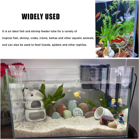 Aquarium Fish Shrimp Feeding Dish Set, Transparent Feeding Tube with Ring and Cleaning Brush for Fish Tank