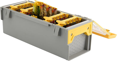 Plano EDGE Frog Bait Utility Box, Gray/Yellow, Holds 50 Frog Baits, Waterproof Storage