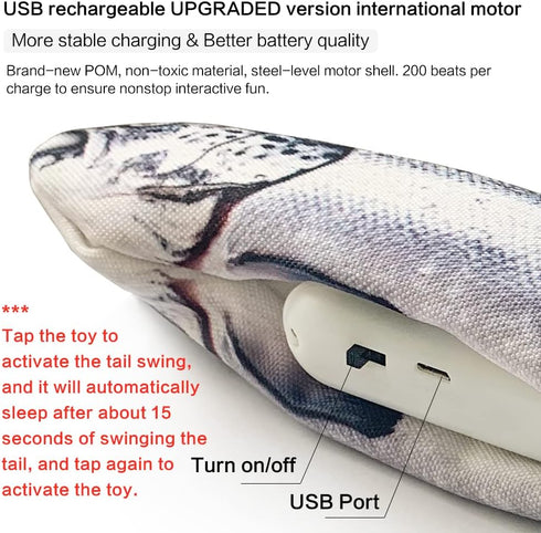 Electric Moving Dog Fish Toy - 2 Pack with Updated Motor - Realistic Flopping Fish Oxford Cloth Interactive Pet Toys
