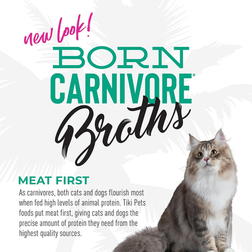 Tiki Cat Born Carnivore Broths, Tuna Recipe Hydration and Flavor Supplement Cat Food Topper, 1.3 oz. Pouch