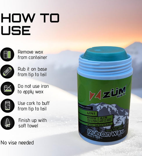 ZUMWax Non Fluoro RUB ON Racing Wax for Ski and Snowboard