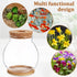 POPETPOP Round Small Fish Bowl, 5.11 x 5.50 Inch Glass Betta Fish Tank with Wood Stopper