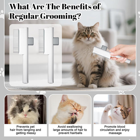 5-in-1 Pet Grooming Kit for Cats and Dogs Flea Comb, Double-Layer Dense Tooth Comb, Knot Remover & Wave Massage Brush