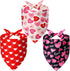 Agroon 3PCS, 6 Dog Valentines Bandana XLarge Pattern Sweetheart Scarf for Boy and Girl, Red Pink Black Triangle