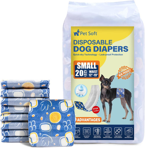 Pet Soft Male Dog Diapers - Disposable Male Dog Wraps with Wetness