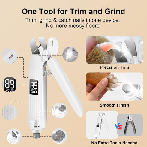 2-in-1 Trimmer SZMDLX Dog Nail Clippers with Light, Dog and Cat Nail Clipper with Grinder, Quiet Pet Nail for Small