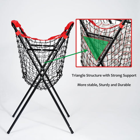 HOMEE Portable Baseball Caddy, Foldable for Over 100 Balls, Extra Large for Batting Pitching Practice