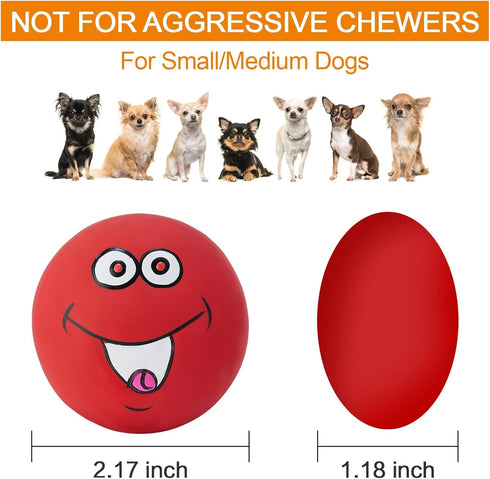 Squeaky Dog Toys Chewing Durable Teething Latex Rubber Balls with Funny Smile Face for Small Medium Dogs (6PCS)