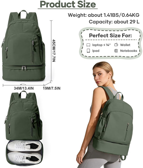 Backpack Backpacks pack Gym for Women Men, Dance With Shoe Compartment, Sports Back For Yoga Fitness Beach Hiking
