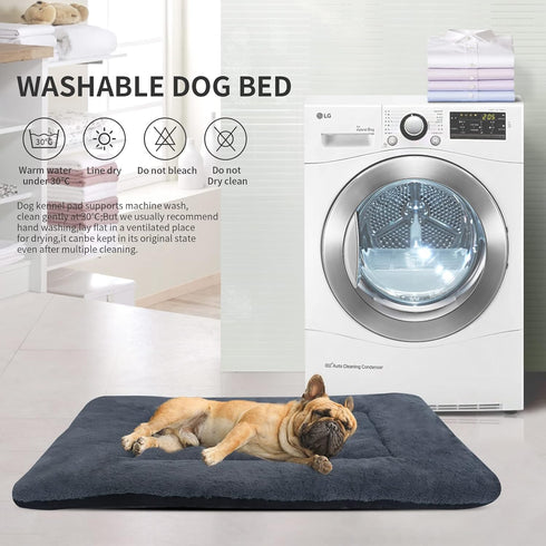 Reversible Dog Bed Mat, Plush and Corn Velvet, Soft Warm Pet Cushion, Washable Sleeping Mattress Bed for Small Medium