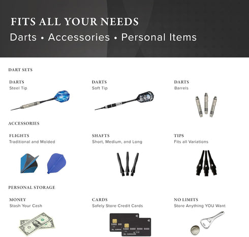 Sentinel EVA Foam Shell Dart Case, Holds 6 Darts and Extra Accessories, Compatible with Steel Tip Darts