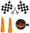 Liliful 5 Pcs Kids Bike Accessories, 2 Pcs Flame Streamers, Bike Bell, 2 Pcs Checkered Flags for Boys Girls