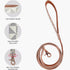 KUDES Dog Leather Collar and 4 ft Leash Set - Adjustable Basic Collar with Bell, Checkered Pattern for Small Medium