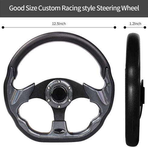 MOSNAI Golf Cart Steering Wheel or Adapter - Fits Club Car EZGO Yamaha, Universal D Shape Design
