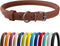 CollarDirect Rolled Leather Dog Collar - Soft Padded Round Puppy Collar, Handmade Genuine Leather for Small Large Cats