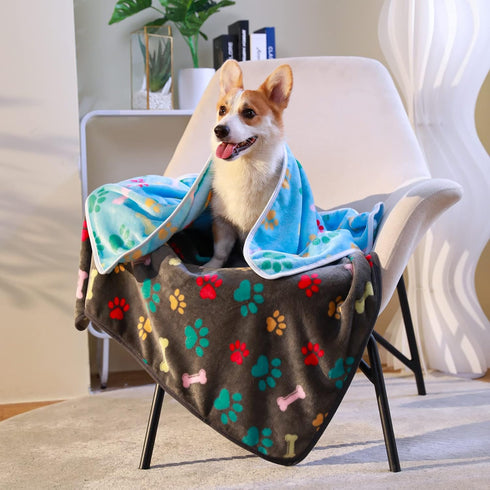 1 Pack 6 Blankets for Dog Cat, Soft Fluffy Fleece Pet Blanket, Warm Cute Print Design for Puppy Kitten (Medium, 30"x20")