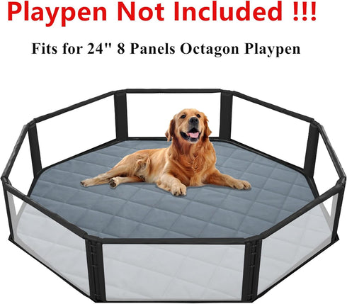 24" 8 Washable Pee Pads for Dogs, Pet Playpen Mat Octagon Panels Puppy Pads for Whelping Potty Housebreaking