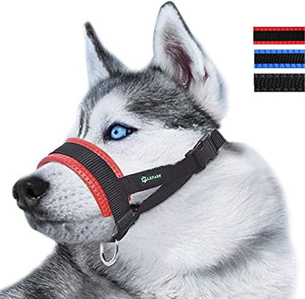 Dog Muzzle for Small, Medium, Large Dogs, Prevent from Biting, Barking and Chewing, Adjustable Loop (M/Red)