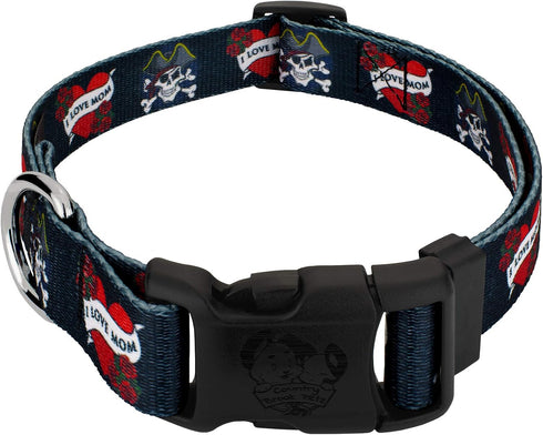 Country Brook Petz Deluxe I Love Mom Dog Collar, Attitude Collection with Untamed Designs (5/8 Inch, Small)