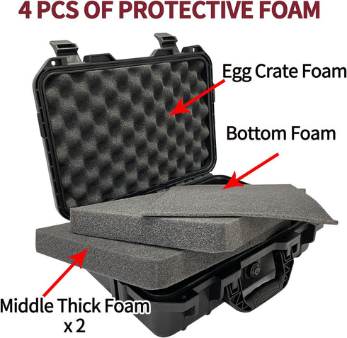 Sutekus Hard Pistol Case, Waterproof Handgun Carrying Case with Foam for Gun Accessories