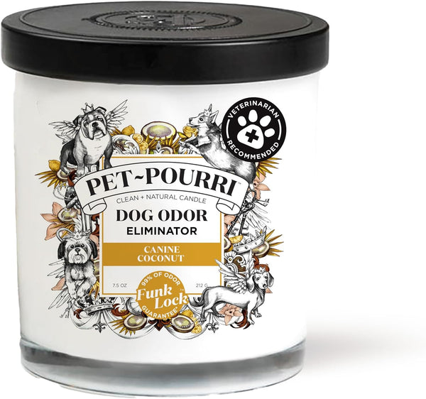 Pet-Pourri Pet Odor Freshener Candle, Canine Coconut, 7.5 Oz - Coconut Scent (Veterinarian Recommended)