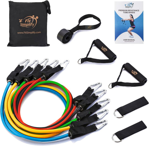 Fit Simplify 12 Piece Resistance Tube Bands Set with Instruction Booklet