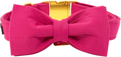 Maca Bates Dog Collar with Adjustable Rose Red Bow Tie, Solid Colors Breakaway Girly Pink Collars for Small, Medium,