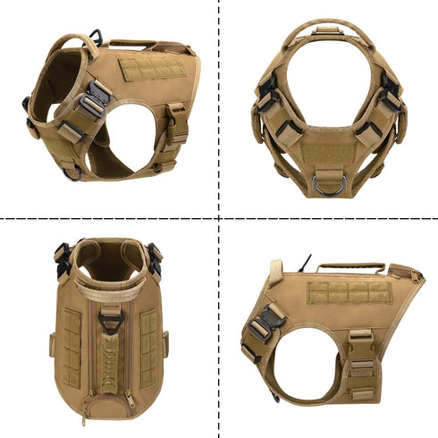 Tactical Dog Harness for Medium and Large Dogs - No Pull Adjustable Vest for Training, Hunting, Walking with Handle