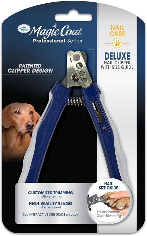 Four Paws Magic Coat Deluxe Dog Nail Clipper with Size Guide, Nail Trimmer for Dogs, Puppy Grooming Supplies