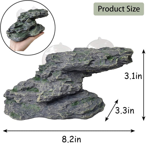 Turtle Basking Platform, Reptile Climbing Shale Resin Step Ledge Stone Aquarium Ornament with Suction Cups