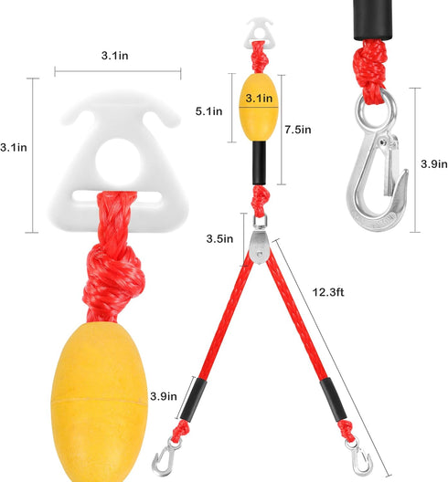 Self Centering Tow Harness for Watersports with Float Ball, Heavy Duty Boat Tow Harness