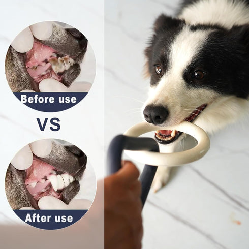 Interactive Durable Dog Chew Toys for Aggressive Chewers, Indestructible Rubber Triangle Ring Pull Toys