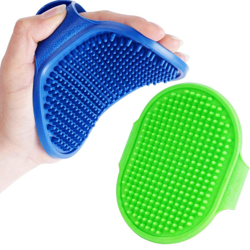 2 Pack Dog Grooming Brush, Premium Soft Silicone Pet Bath Brushes with Adjustable Handle for Dogs & Cats