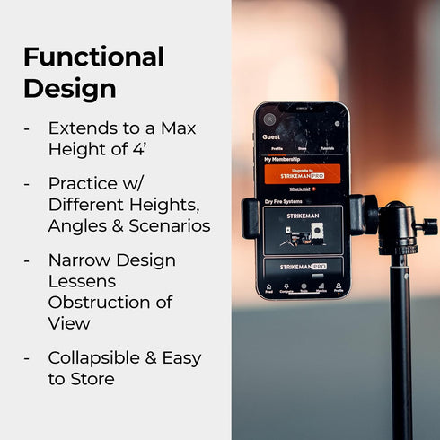 Strikeman 4 Pro Phone Tripod & Mount - Compatible w/iPhone & Android, Collapsible & Easy to Store - Cell Phone Stand