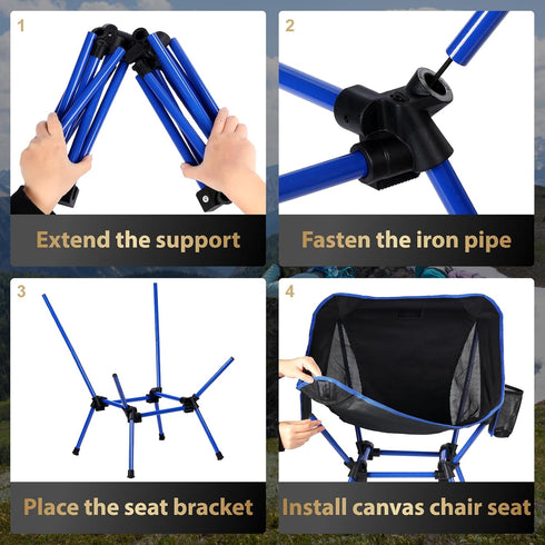 CUETWT 400lbs Backpacking Ultralight Camping Chair, Heavy Duty Portable Folding Chair with Capacity, Compact Hiking