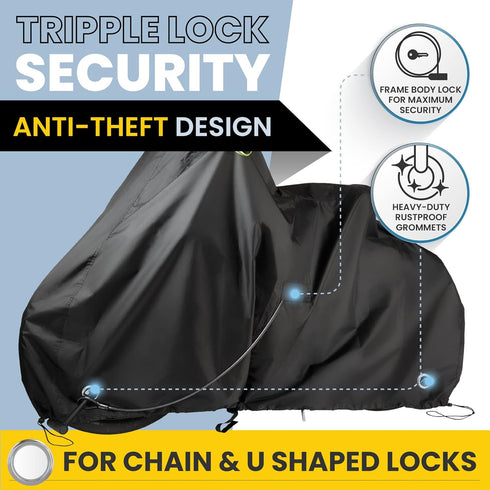 Waterproof Bicycle Cover for Outdoor Storage, Fits 1 or 2 Bikes, Heavy Duty Ripstop Fabric