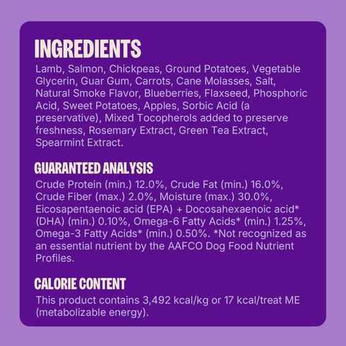 3 oz Wellness Soft Puppy Bites Dog Training Treats, Natural, Grain Free, Lamb and Salmon Recipe, Bag
