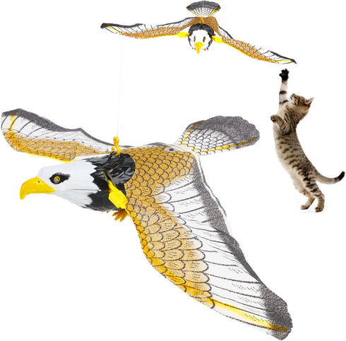 LOMIMOS Flying Bird Cat Toy, Interactive Hanging Spinning Simulation Bird with Sound
