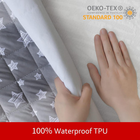 Washable Dog Bed Covers Replacement, Waterproof Quilted Pet Bed Cover, Lovely Grey Star Print, 15x20 Inches, Cover Only