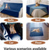 100% Waterproof Dog Blanket - 68x82 inches Soft Leak Proof Pet Couch Throw, Washable, Navy Blue+Stone Blue