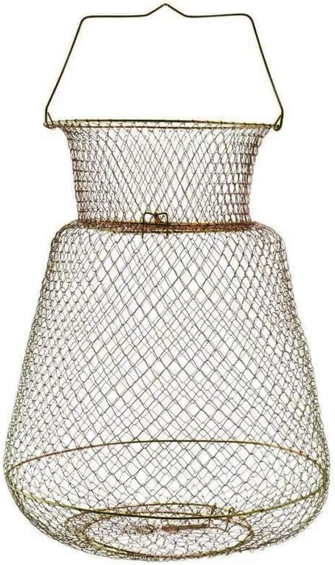 Nuiorfty Wire Fish Crab Basket Portable Foldable 38cm Round Metal Fishing Lobster Cage