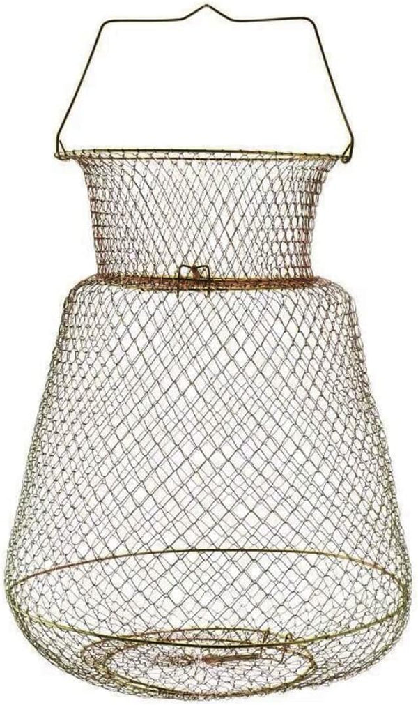 Nuiorfty Wire Fish Crab Basket Portable Foldable 38cm Round Metal Fishing Lobster Cage