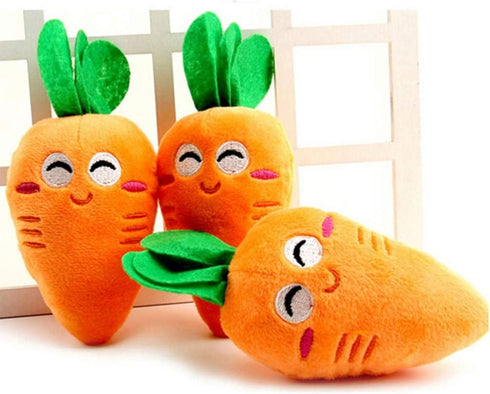 1Pc Orange Soft Puppy Chew Toy, Cute Carrot Plush Squeaker for Dog Cat Birthday Xmas Gifts