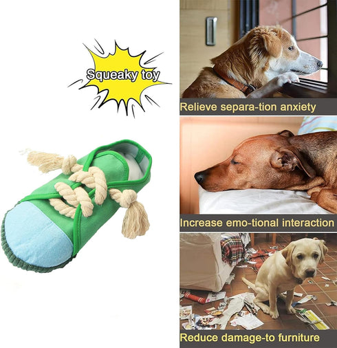 Dog Chew Toys, Creative Shoes Shape Squeaky Toy, Durable and Safe for Small and Medium Pets, Green