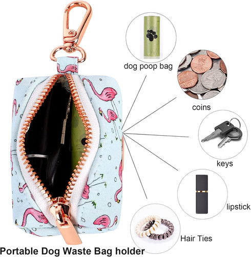 ARING PET Dog Waste Bag Dispenser, Cotton Doggy Poop Bags Holders Attach to Any Leashes, Portable Washable Plaid Pet