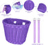 Kids Bike Basket Set - Handwoven Bike Baskets for Children with Spare Leather Straps and Bell, Easy Install