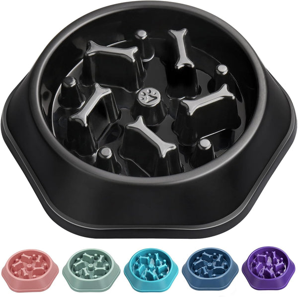 UPSKY Slow Feeder Dog Puzzle Bowl, Interactive Non-Slide Lick Treat Bowl for Small Medium Dogs, Black