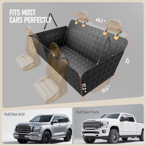 PROZAR 400lbs, Hammock Dog Car Seat Cover for Back Seat, Hard Bottom Back Seat Extender for Dogs - Supports Back Seat
